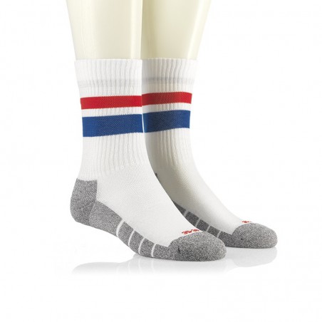 Športne nogavice - Multisport retro bele z modro in rdečo črto