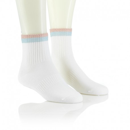 Modne nogavice - 3:1 bele dve črti lurex