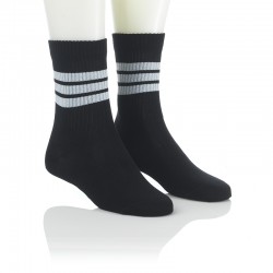 Modne nogavice - črne 3:1 tri bele črte